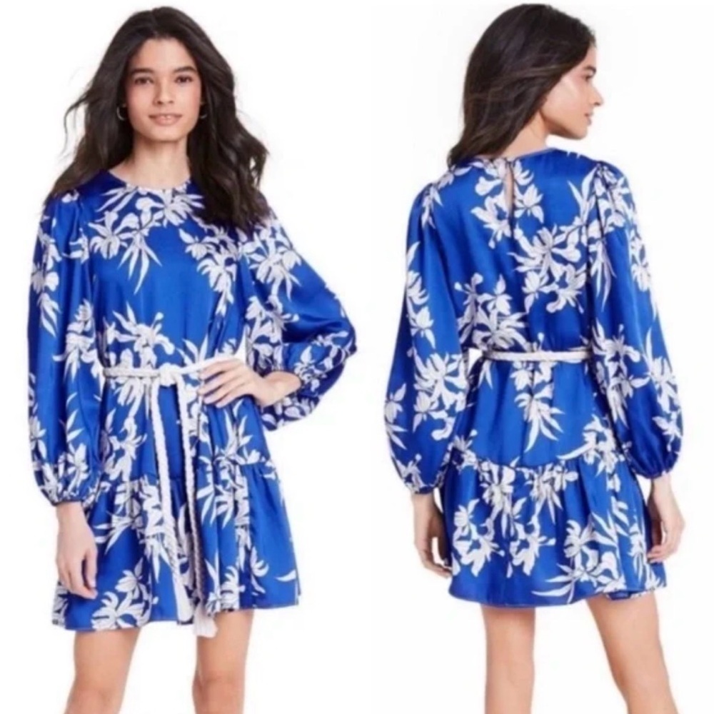 ALEXIS Coastal Floral Large Blue Dress Sz L